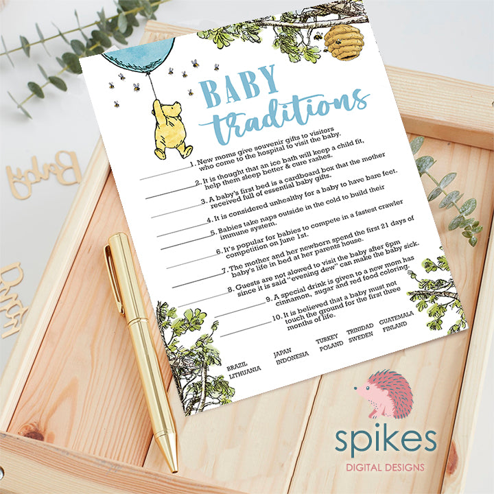 Classic Winnie The Pooh Baby Shower Games - Baby Traditions Around The World - Blue Balloon