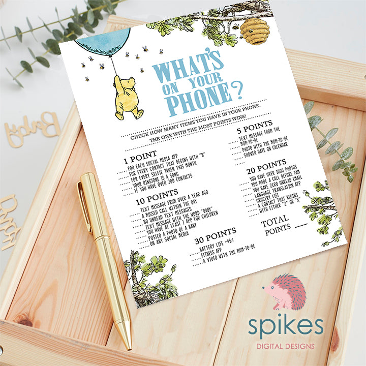  Winnie the Pooh Baby Shower Game - What's on your