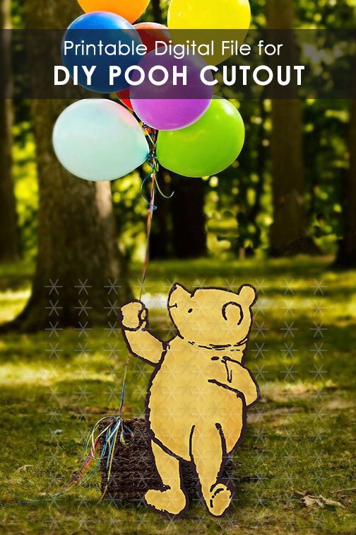 Classic Winnie The Pooh / Printable Large Cutout Die Cut Prop / Yard Sign Stand Up Standee Decoration / Digital Download