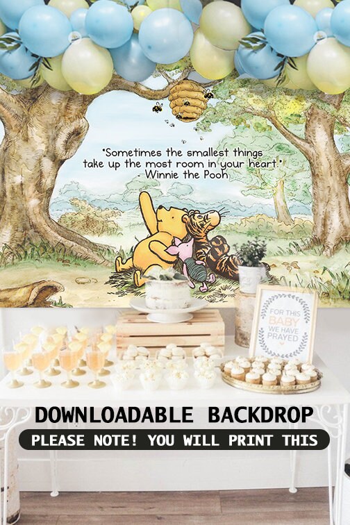 72"x48" Classic Winnie The Pooh Backdrop Background in DIGITAL FILE / Instant Download/ Sometimes the smallest things take up the most room - spikes.digitalshop
