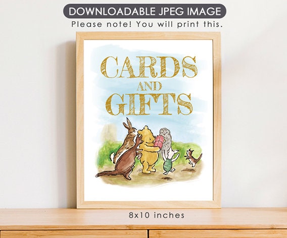 Cards and Gifts - Downloadable Winnie the Pooh Party Sign - spikes.digitalshop