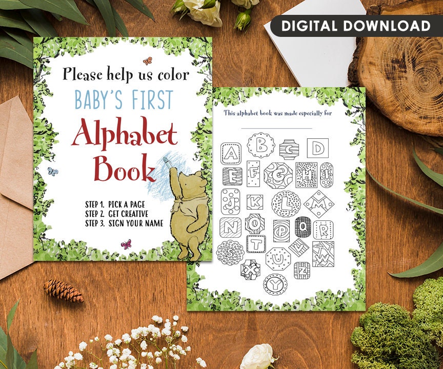 Download in seconds! Keepsake for Baby! Classic Winnie the Pooh themed ABC Book / Baby Shower, Birthday Gift - spikes.digitalshop