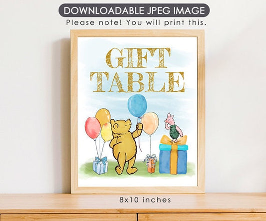 Gift Table - Downloadable Winnie the Pooh Party Sign