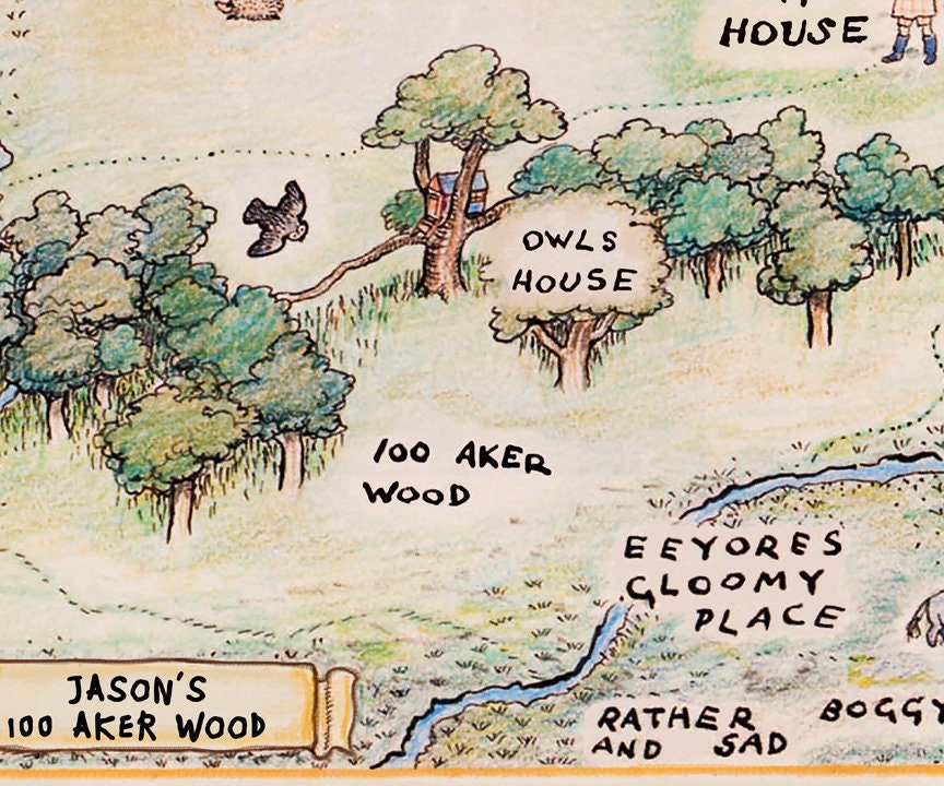 100 Hundred Aker Wood Map Poster Backdrop 20"x30" / Personalized Digital File/ PDF Format / Classic Winnie The Pooh Decoration