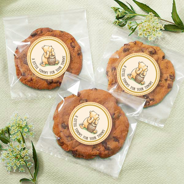 A Little Yummy for Your Tummy Circle Tag Sticker Cookie Food Favor Label / Classic Winnie The Pooh / Baby Shower Birthday / Instant Download - spikes.digitalshop