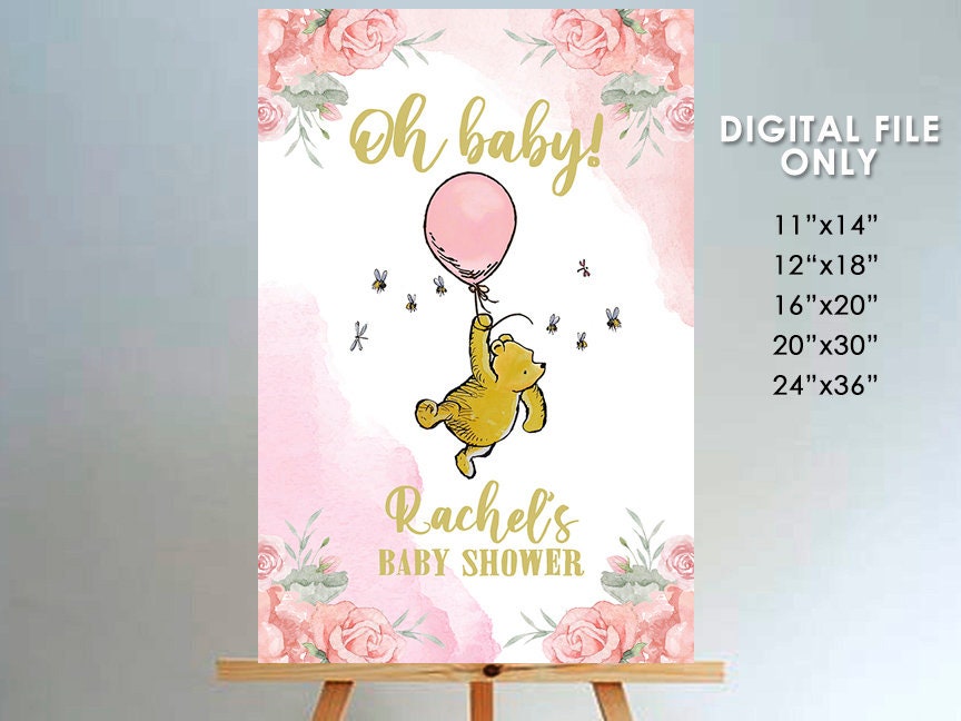 Classic Winnie The Pooh Baby Shower Birthday Poster Decoration / Welcome Sign / Personalized Digital File