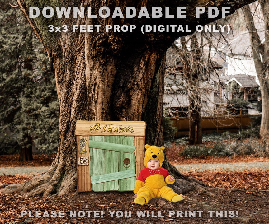 Classic Winnie The Pooh Door/ Mr Sanders Tree House / Printable Large Cutout Die Cut Prop / Stand Up Standee Decoration / Digital Download