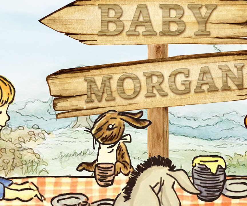 Classic Winnie The Pooh Baby Shower Backdrop /Personalized/ PDF Format / Digital Printable Only / Background Decoration/ Tea Party