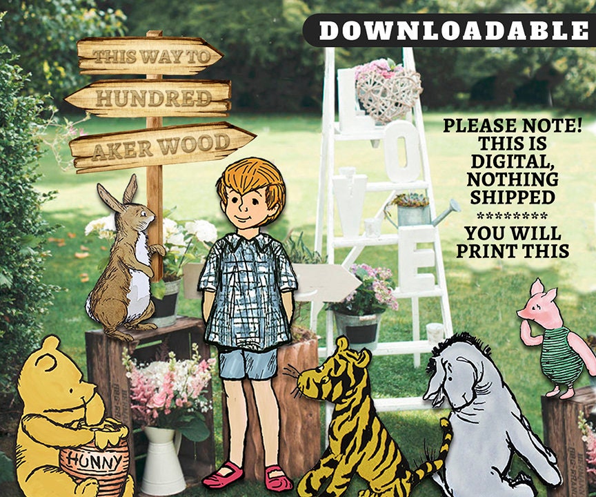 Classic Winnie The Pooh Characters Bundle Set / Printable Large Life Size Cutout Die Cut Prop / Stand Up Standee Decoration / PDF Digital - spikes.digitalshop