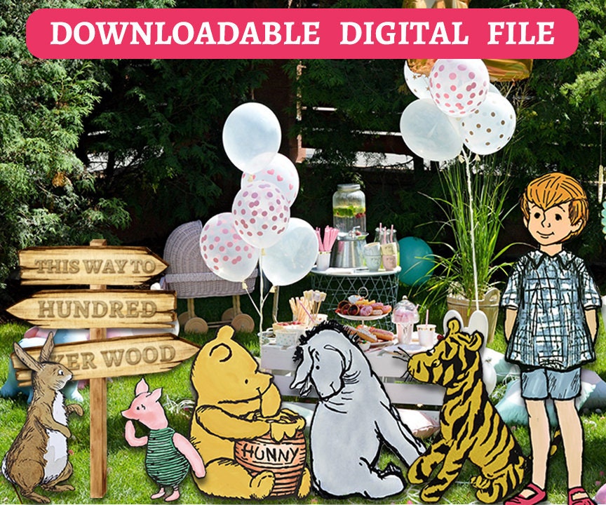 Classic Winnie The Pooh Characters Bundle Set / Printable Large Life Size Cutout Die Cut Prop / Stand Up Standee Decoration / PDF Digital - spikes.digitalshop