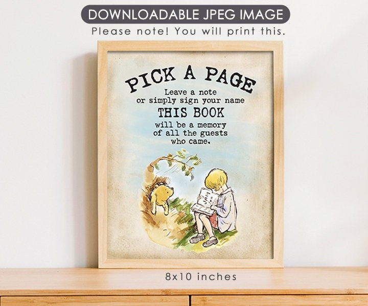 Guest Book - Downloadable Winnie the Pooh Party Sign - spikes.digitalshop