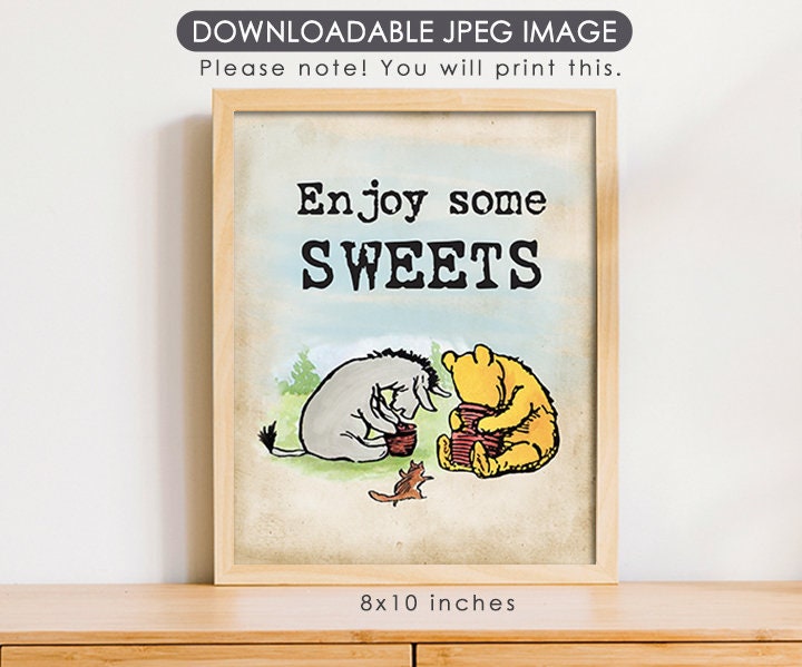 Enjoy Sweets - Downloadable Winnie the Pooh Party Sign - spikes.digitalshop