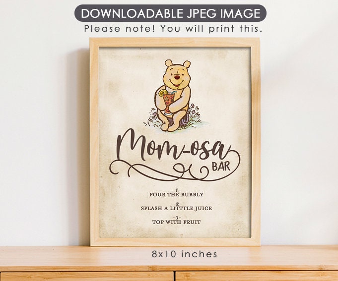 Mom-Osa Bar - Downloadable Winnie the Pooh Party Sign