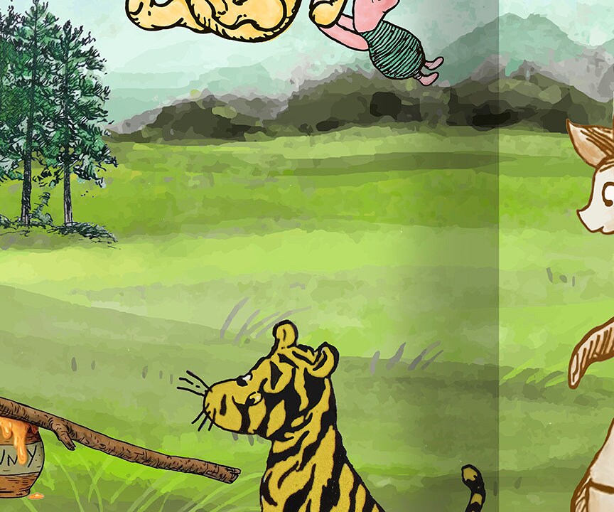 72"x48" Classic Winnie The Pooh Giant Book Backdrop Background in DIGITAL FILE / Instant Download/ Sometimes the smallest things take up the