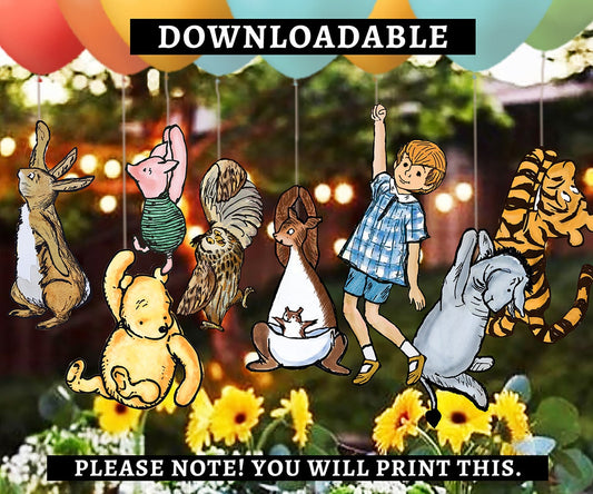 ON SALE: Hanging Characters of Winnie The Pooh Friends/Cutout Die Cut Prop with Two Sides! /No Waiting Download in Seconds! - spikes.digitalshop
