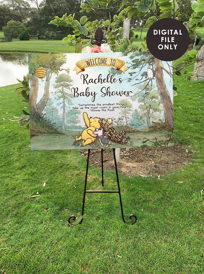 Classic Winnie The Pooh Baby Shower Birthday Poster / Welcome Sign / Personalized Digital File