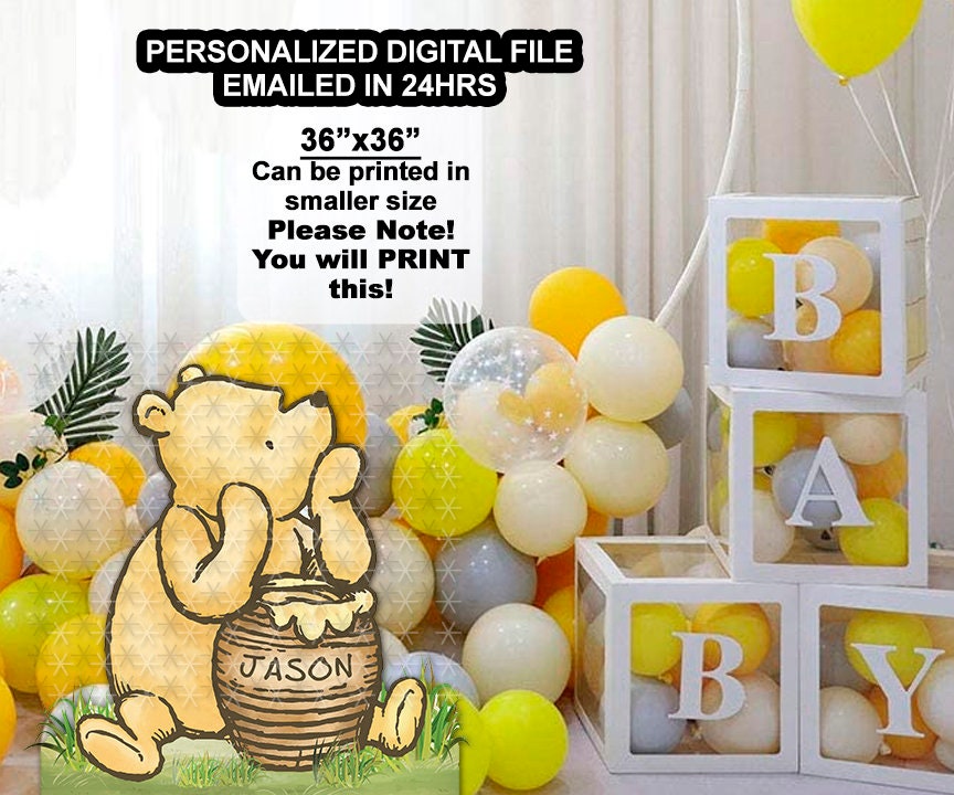 Personalised Prop Cutout in Digital File / Classic Winnie The Pooh Decoration Standee