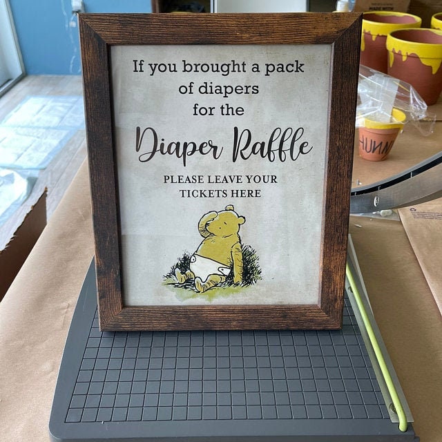 Diaper Raffle Drop Off and Diaper Raffle Ticket Insert Card - Winnie the Pooh Downloadable Digital File - spikes.digitalshop