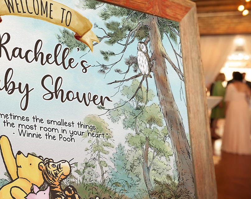 Classic Winnie The Pooh Baby Shower Birthday Poster / Welcome Sign / Personalized Digital File