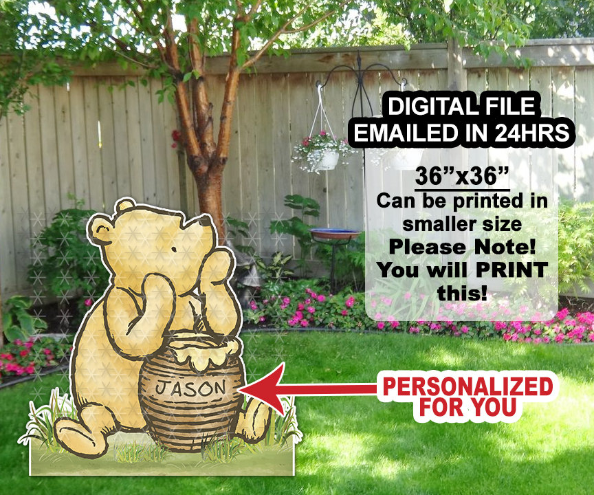 Personalised Prop Cutout in Digital File / Classic Winnie The Pooh Decoration Standee