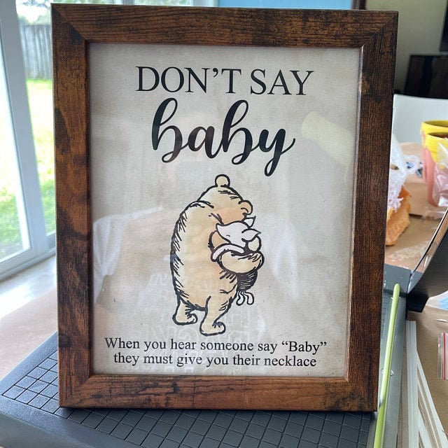 Don't Say Baby Necklace Game Sign - Downloadable Classic Winnie the Pooh Baby Shower Sign