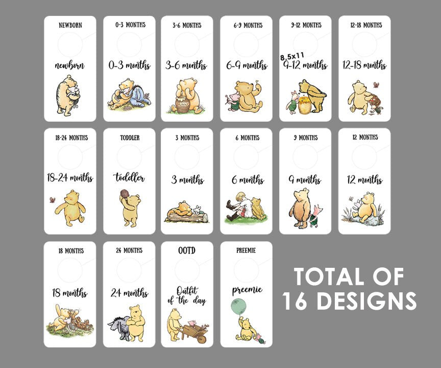 DOWNLOAD in seconds! 16 Baby Closet Wardrobe Divider Organizer / Classic Winnie The Pooh - spikes.digitalshop