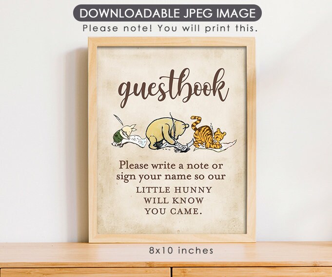 Please Sign Guestbook - Downloadable Winnie the Pooh Party Sign