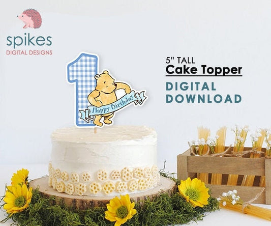 Classic Winnie The Pooh Cake Topper or Centerpiece Decoration / for First Birthday / Instant Download / Number One, Pooh Honey Hunny pot