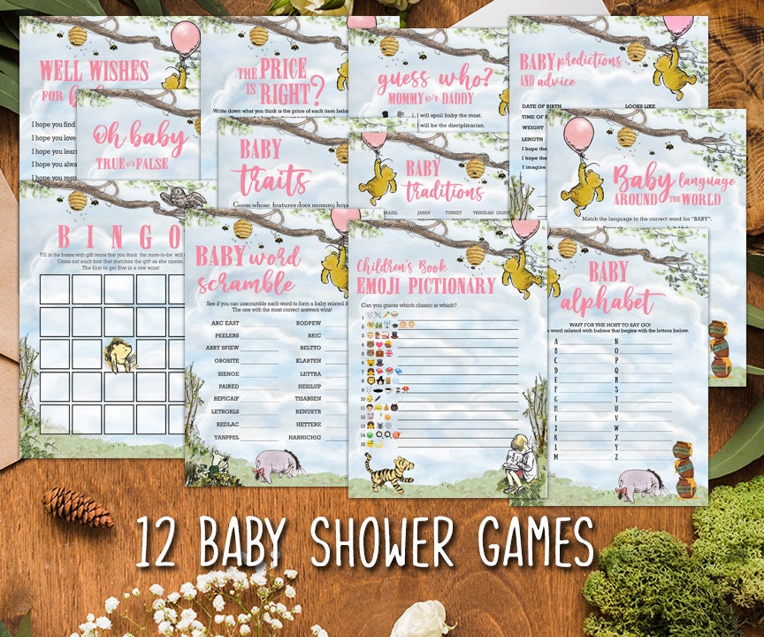 12 Games Bundle Pack - Classic Winnie The Pooh Baby Shower
