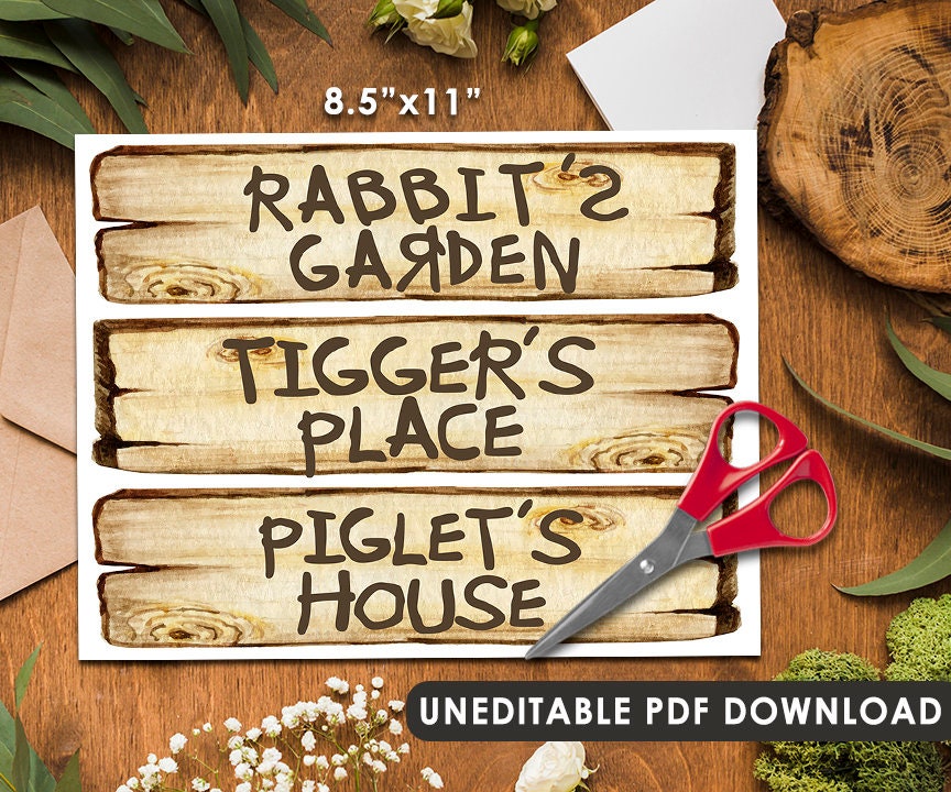 Three (3) Wood Signs Cutout- Classic Winnie The Pooh Party Signs - spikes.digitalshop