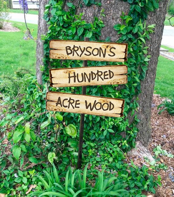 PERSONALIZED Digital Sign/ Wood Signage Hundred Acre/ Digital Printable File Only/ 100 Hundred Aker Wood Sign/ Classic Winnie The Pooh Wood