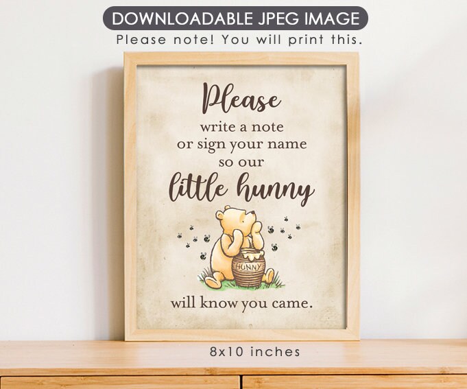 Please Sign Guestbook - Downloadable Winnie the Pooh Party Sign