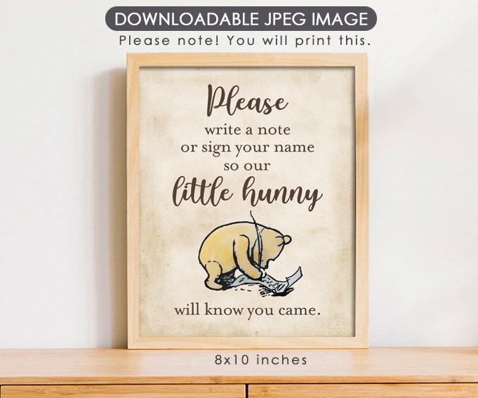 Please Sign Guestbook - Downloadable Winnie the Pooh Party Sign - spikes.digitalshop