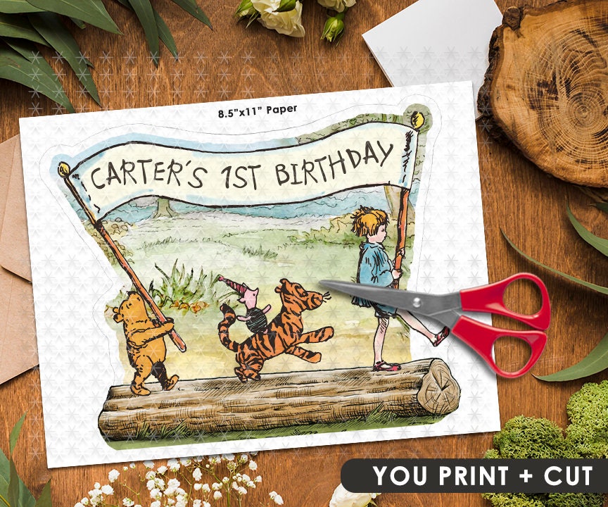 PERSONALIZED Digital Printable for Table Decoration, Centerpiece, Cake Topper / Baby Shower or Birthday / Classic Winnie The Pooh