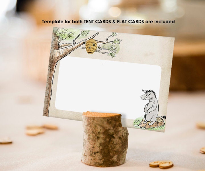 DOWNLOADABLE Blank Food Labels Tag / Non-Editable PDF / Food Tent and Flat Card Template/ Classic Winnie The Pooh - spikes.digitalshop