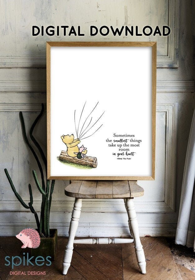 Classic Winnie The Pooh Guestbook for Thumb Prints / Printable Digital Instant Download/ Two Sizes 16x20 and 11x14/Sign Poster - spikes.digitalshop