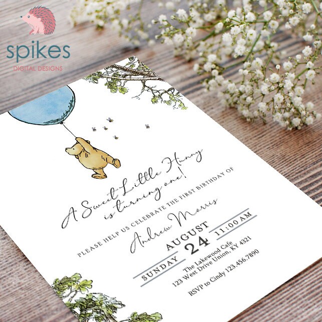 Classic Winnie The Pooh Invitation Card / Personalized for Baby Shower or Birthday