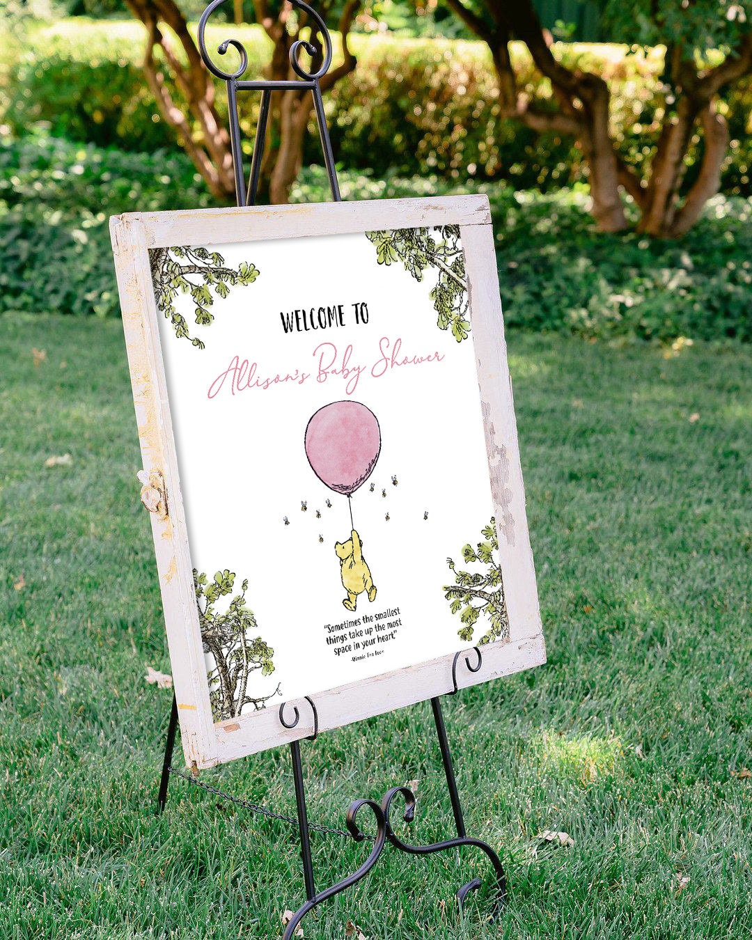 Classic Winnie The Pooh Baby Shower Birthday Poster / Welcome Sign / Personalized Digital File/ Blue Yellow Pink Green Gender Neutral