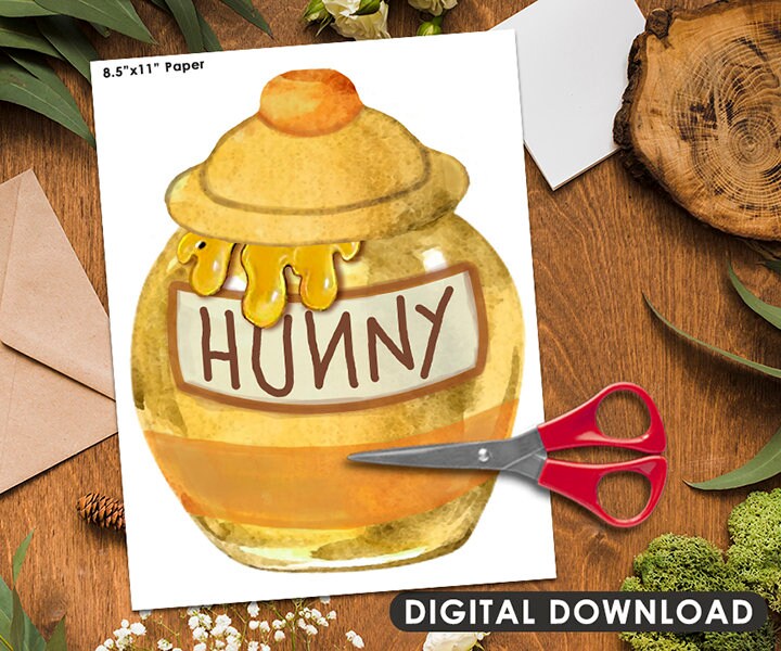 DOWNLOAD in seconds! Digital Classic Winnie The Pooh Hunny Jar Cutout Prop / Yard Sign Stand Up Standee Decoration / Die Cut