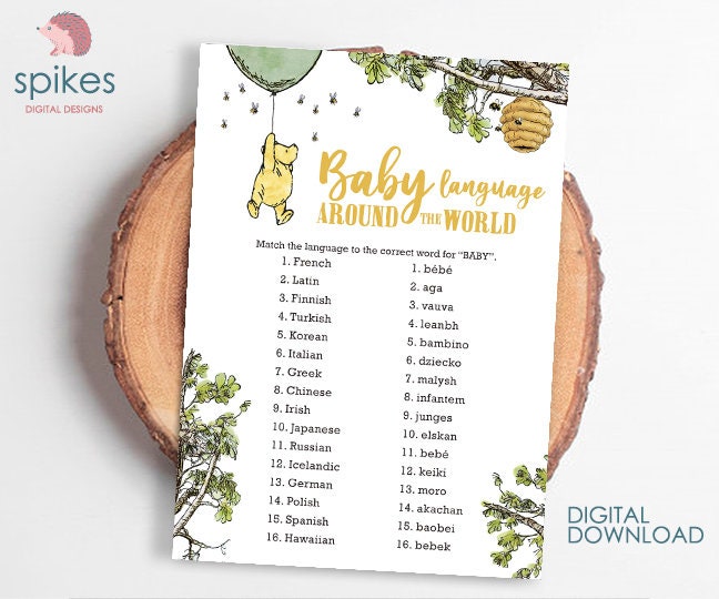 12 Games! GENDER NEUTRAL Bundle / Classic Winnie The Pooh Baby Shower Games Pack / Instant Download / 5x7 inches - spikes.digitalshop