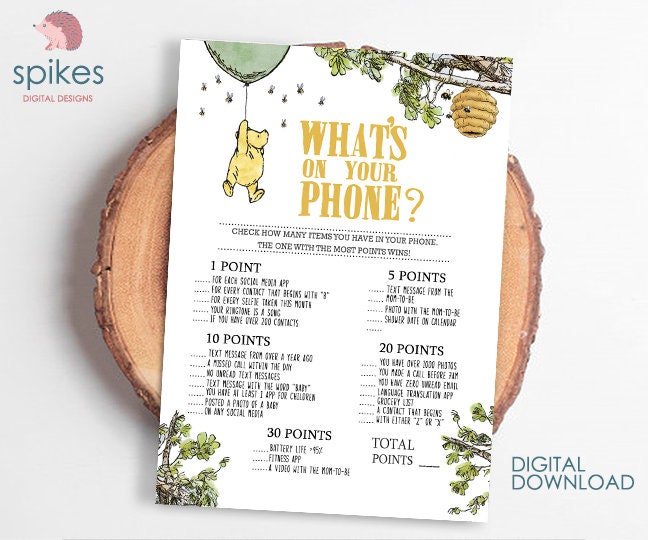 12 Games! GENDER NEUTRAL Bundle / Classic Winnie The Pooh Baby Shower Games Pack / Instant Download / 5x7 inches - spikes.digitalshop