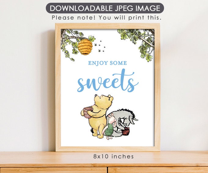 Enjoy Some Sweets - Downloadable Classic Winnie the Pooh Party Sign