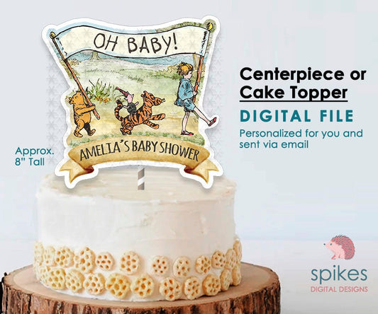 PERSONALIZED Digital Printable for Table Decoration, Centerpiece, Cake Topper / Baby Shower or Birthday / Classic Winnie The Pooh