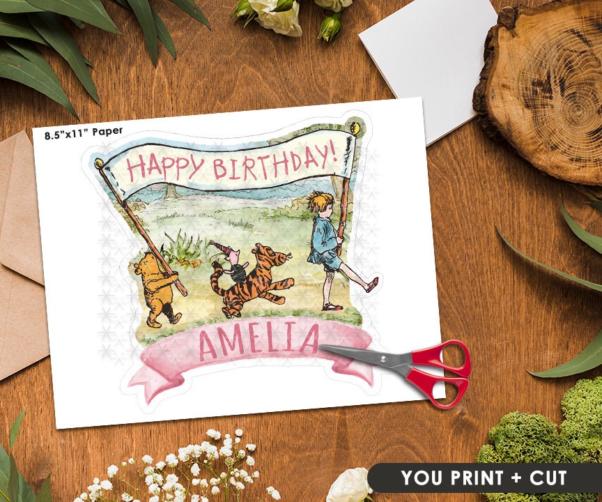 PERSONALIZED Digital Printable for Table Decoration, Centerpiece, Cake Topper / Baby Shower or Birthday / Classic Winnie The Pooh