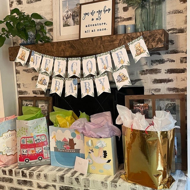 Downloadable Digital Banner Garland/ Classic Winnie The Pooh Baby Shower/Hanging Bunting Flags Decoration /Instant Download