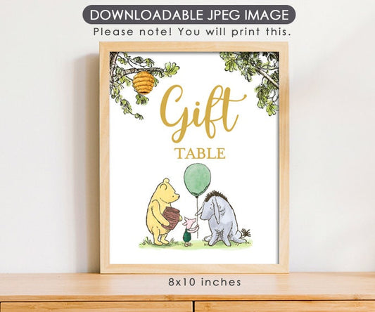Cards and Gifts - Downloadable Winnie the Pooh Party Sign - spikes.digitalshop