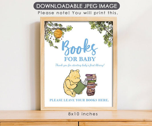 Books for Baby Sign - Downloadable Winnie the Pooh Party Sign - spikes.digitalshop