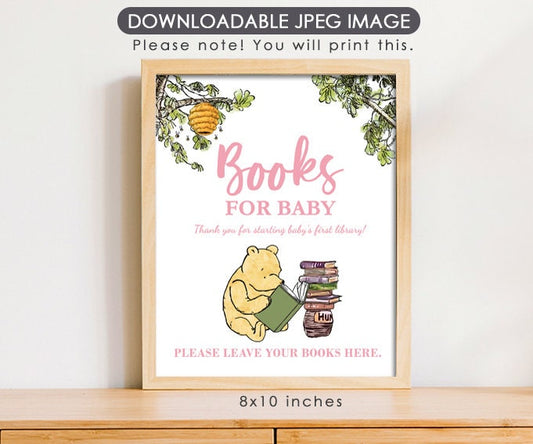 Books for Baby Sign - Downloadable Winnie the Pooh Party Sign - spikes.digitalshop