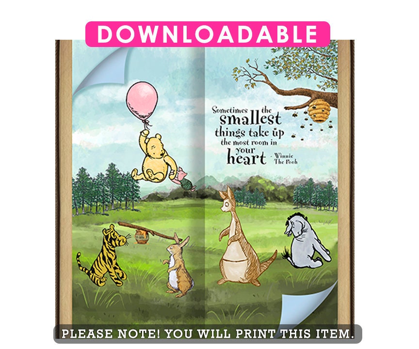 8x8 Feet Giant Pooh Book Backdrop/ For Girl Pink Classic Winnie The Pooh Backdrop in DIGITAL FILE / Instant Download - spikes.digitalshop