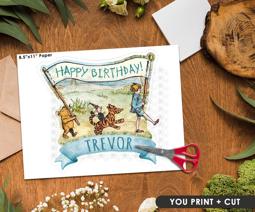 PERSONALIZED Digital Printable for Table Decoration, Centerpiece, Cake Topper / Baby Shower or Birthday / Classic Winnie The Pooh